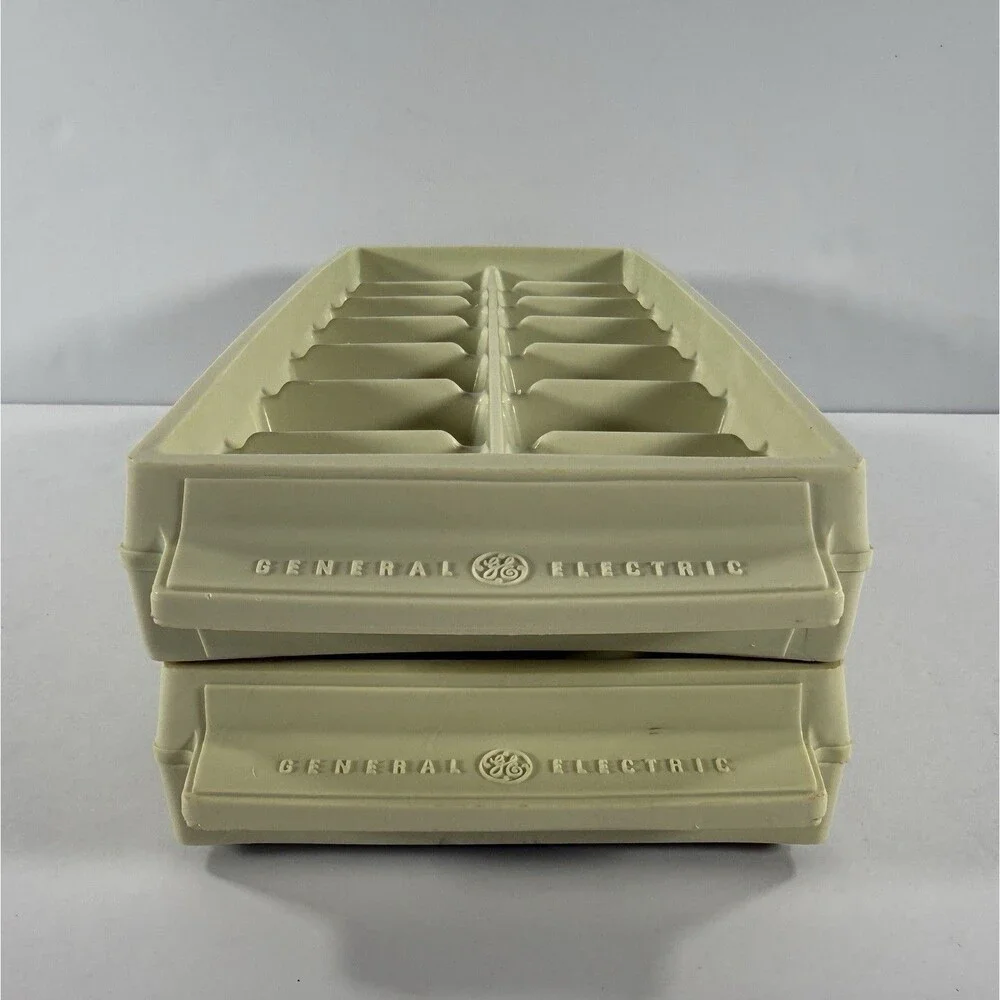 GE Ice Cube Trays BEIGE Set of 2 Stacking Vintage General Electric ~ READ
